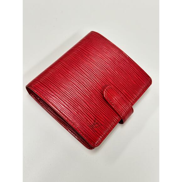 Authentic Louis Vuitton Red EPI Leather Compact Wallet Unisex Men's Women's - Picture 5 of 16